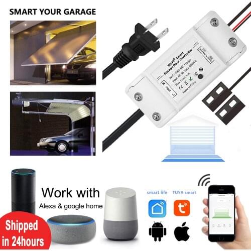 WiFi Switch Smart Garage Door Opener Controller Work with Alexa Echo Google Home Smart Life/Tuya APP Control No Hub Required
