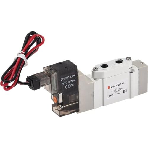Uxcell DC24V 5Way 2 Position M5,Pneumatic Air Control Solenoid Valve,Internally Single Piloted Acting Type,Red Light
