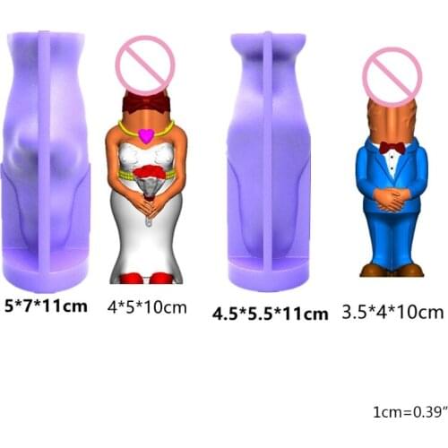 2 Pcs Funny Wedding Couple Penis Candle Epoxy Resin Mold Aromatherapy Plaster Silicone Mould DIY Crafts Ornament Mold N2UE