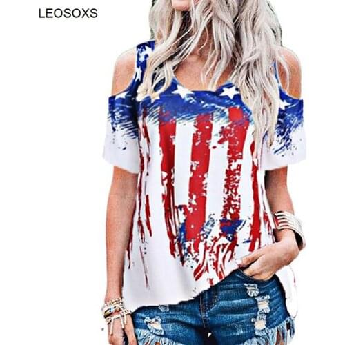 Womens Clothing 2021 New Fashion Star Print Off Shoulder Short Sleeve Summer New Round Neck Casual T Shirt Top