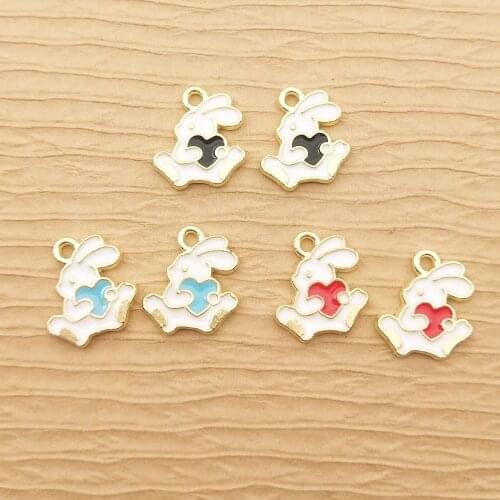 10pcs apple pumpkin dove rabbit enamel charm for jewelry making cute earring pendant bracelet necklace charms diy design charms