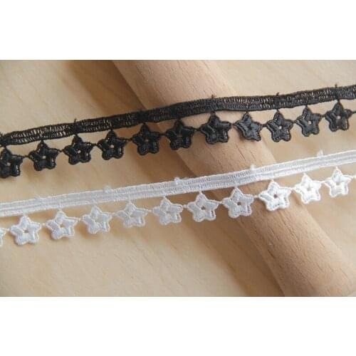 10Yards Stars White Black Tassel Fringe High Quality Lace Trim Delicate Patch Ribbon Venise Lace Fabric For Costumes