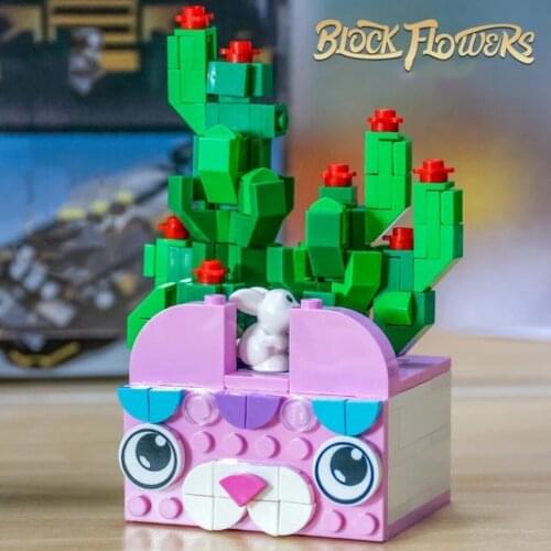 4 Styles MOC Potted Succulent Plants Flower Building Blocks DIY Cactus Bricks Toys Children Gifts Kids Home Decoration