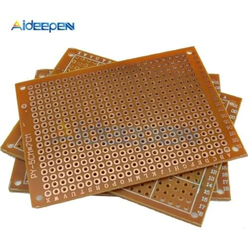 5Pcs 5*7 5x7 PCB 5cm 7cm Universal PCB Board DIY Prototype Paper PCB Universal Board 2.54mm Hole Pitch Yellow
