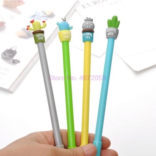 500pcs Kawaii Cactus Shape Gel Pen DIY Office Stationery and School Supplies Smooth Writing Black Ink 0.5mm Pen