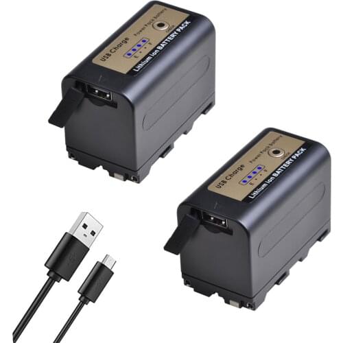 PowerTrust NP-F750 NP-F770 F750 Battery with 4 LED Light USB Cable for Sony NP F960 F970 NP-F770 F550 CCD-TRV58 TRV110K V1J z1