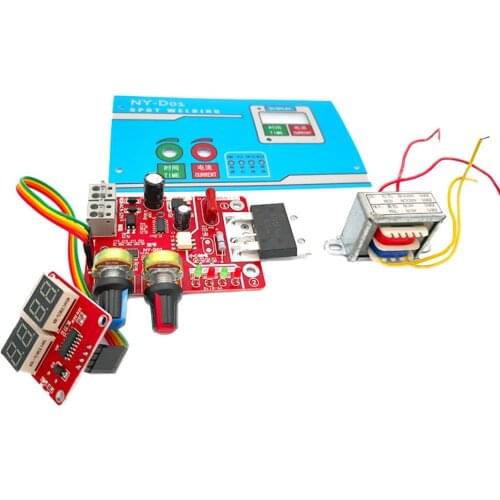 Spot Welding Machine Current Adjustable DIY Controller Panel Time and Current Control Function with Digital Display 9V 40A/100A