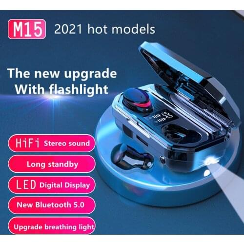 Bluetooth 5.0 LED Earphones IPX7 Waterproof HiFI Stereo In-ear Earbuds Sport Wireless Headphones CVC8.0 and DSP Noise Reduction