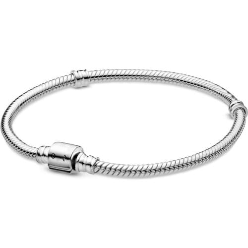 925 Sterling Silver Pan Bracelet Moments Barrel Clasp Snake Chain Bracelet Bangle Fit Bead Charm Diy Fashion Jewelry
