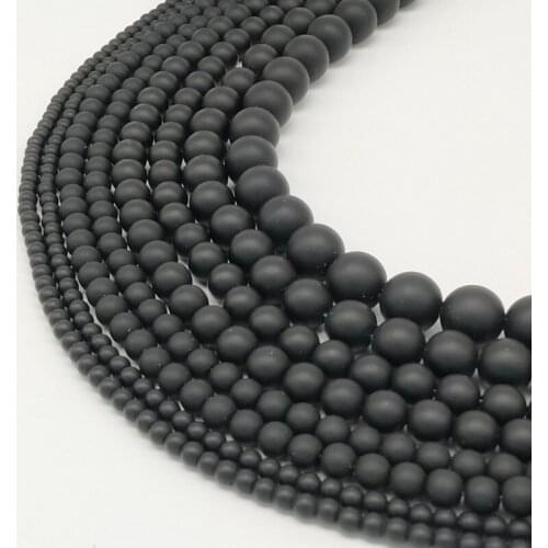 Black Dull Polish Matte Onyx Agata Round natural stone Beads 16"/Strand 4 6 8 10 12 14 MM Pick Size Factory sell