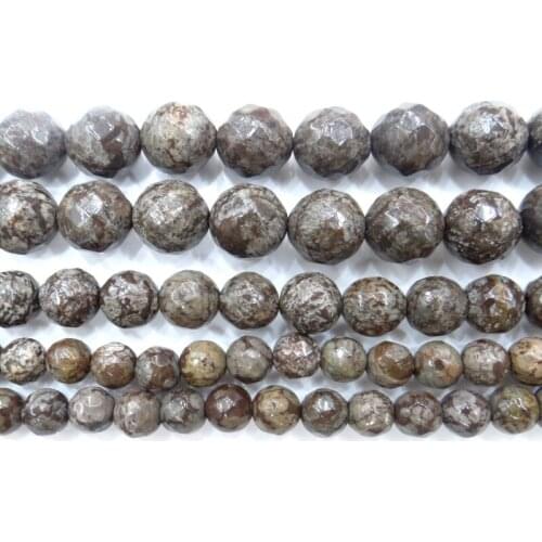 Natural Stone Beads Faceted Brown Snowflake Obsidian Round Loose Beads For Making Jewelry 15Inch 6/8/10/12mm Beads Diy Bracelet