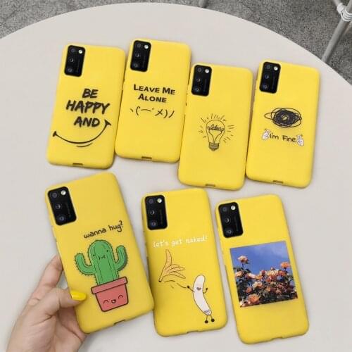 For Samsung A41 Case Yellow Cartoon Cactus Cute Girls Phone Case For Fundas Samsung Galaxy A41 A415F A 41 Bumper Coque galaxyA41