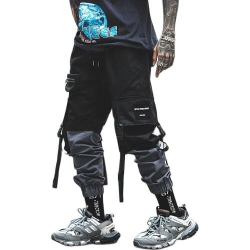 Black Cargo Pants Men Streetwear Military Joggers