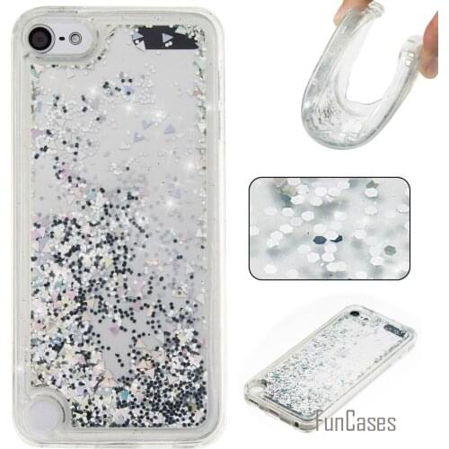 Coque Bling Love Heart Stars Soft TPU Phone Case Cover For Apple iPod Touch 5 Funda Quicksand Cell Phone Case ForiPod Touch 6