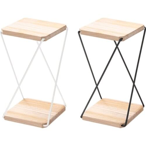 Wooden Flower Stand 2-layer Floor-standing Potted Plant Holder Iron Flower Stand Succulent Potted Plant Stand Pot Opportune