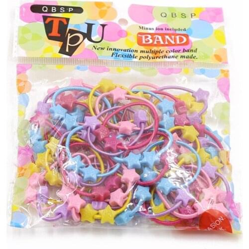 50pcs/bag Small Cartoon Bears Flowers Rabbit Star Child Baby Kids Ponytail Holders Hair Accessories For Girl Rubber Band Tie Gum