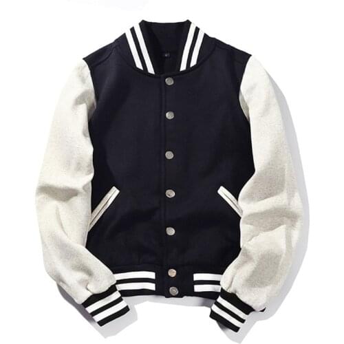 ERENEJIAN Unisex College Varsity Baseball Jackets Solid Color Fashion Letterman Outerwear For Couples Uniform