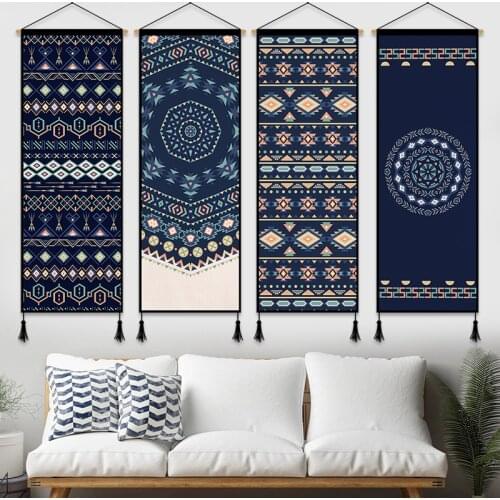 Ethnic Mandalas Canvas Painting Wall pictures Art Poster Home Living Room Fabric Tapestry Decor Scroll Hanging Canvas Painting