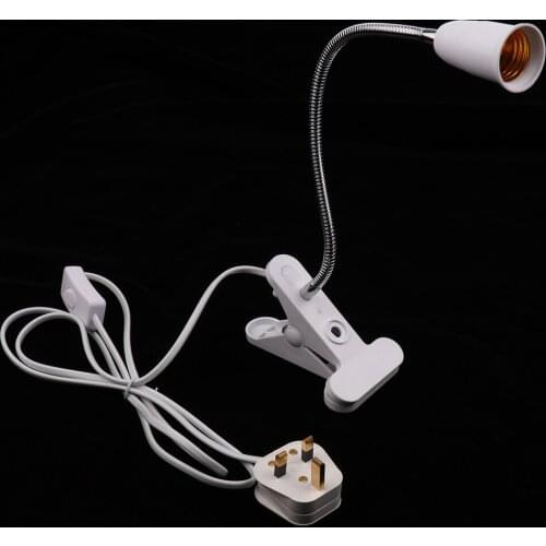 CLIP on Flexible LED Table Lamp E27 Base Adapter Light Holder with Switch