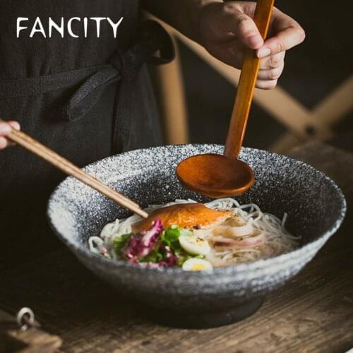 FANCITY Ceramic soup bowl, home mouth bowl, vintage creative beef noodle bowl, large bubble noodle bowl, ramen bowl