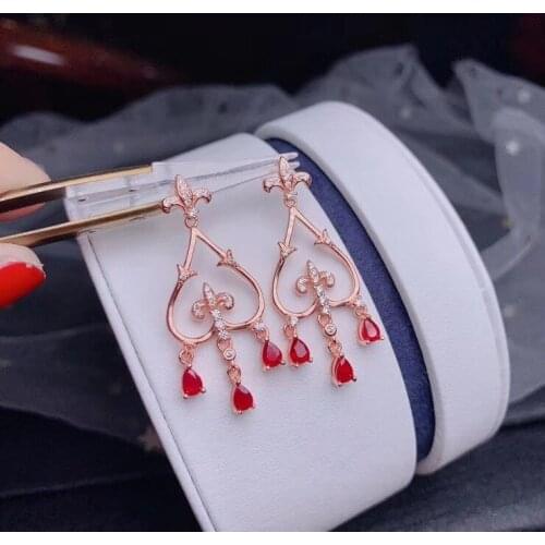 The Best Party Gift Ruby Earring Natural And Real 925 Sterling Silver Ruby Earring Fashion