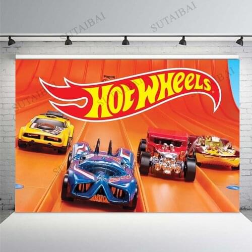 Cartoon Intense Racing Hot Wheels Background Boy Birthday Party Decorated Photography Studio 3D Digital Photo Backdrop Cloth