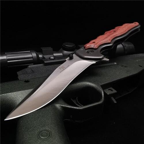 23CM (9') 58HRC Folding Knife Pipe Cutter Pocket Knives 8CR15Mov Blade Wood Handle Camping Hunting Survival Outdoor Knifes Tool