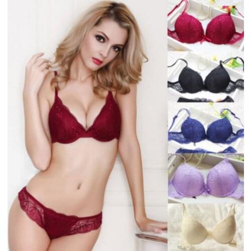 Sexy Women Embroidery Lace Floral Lingerie Underwear Push-Up Bra Set Panty