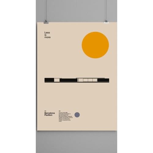 Poster Barcelona Pavilion Ludwig Mies van der Rohe Minimal Architecture Bauhaus Design