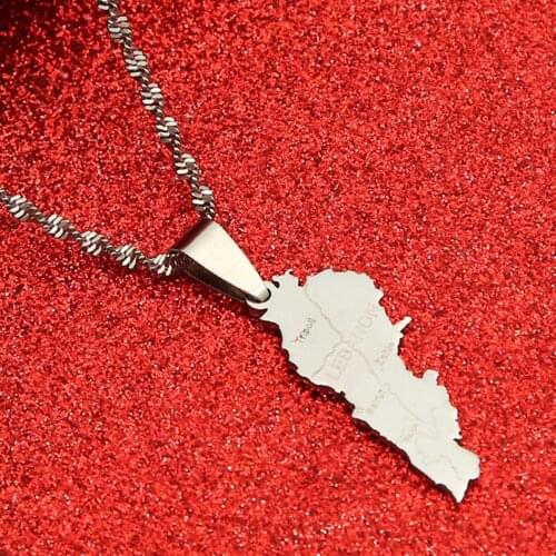 Liban Map Pendants Chain Necklaces for Women Girls Gold Color Jewelry Lebanon Map