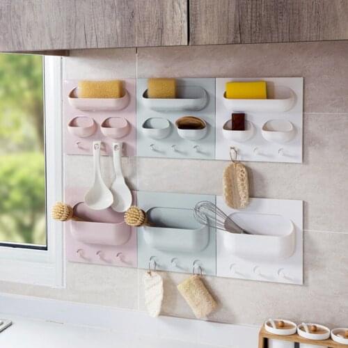 No Trace Strong Paste Kitchen Bathroom Plastic Racks Home Wall Hanger Suction Storage Shelf Can Use Repeatedly