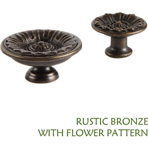 Country style round shape Drawer Door Single hole handle antique Bronze kitchen furniture Cabinet Knob