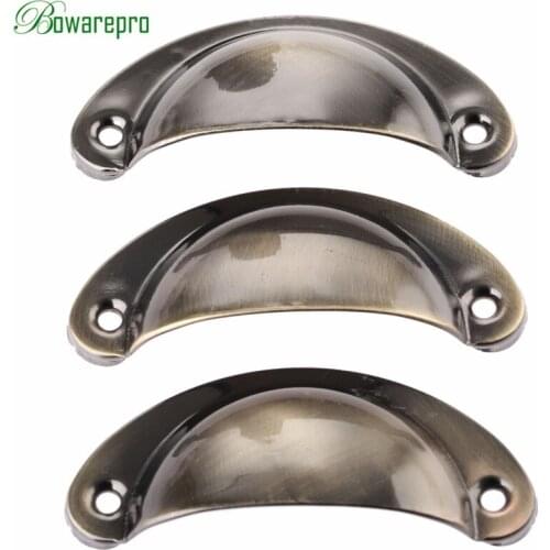 Bowarepro Furniture Handle Drawer Cabinet Knob and Handle Door Kitchen Cupboard Handle Antique Brass Shell Pull Handles 81*35mm