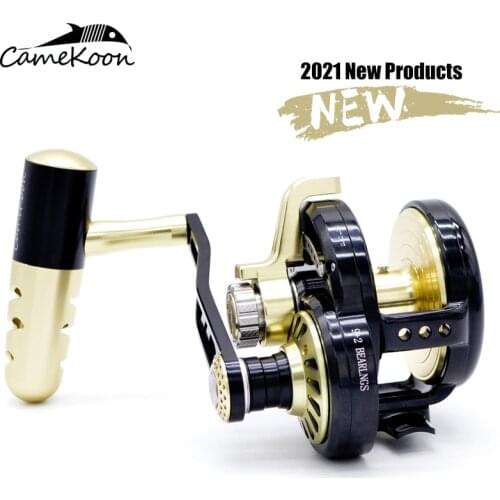 CAMEKOON Baitcasting Fishing Reel Super Power Drag 32kg Drum Wheel 6.3:1 Boat Iron Plate Trolling Sea Fishing Wheel Left Right