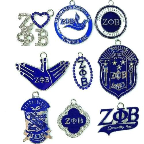 Mix Style ZETA PHI BETA Sorority Dangle Charms Pendant Fit DIY Earrings Bracelet Necklace For Women Men Jewelry Making