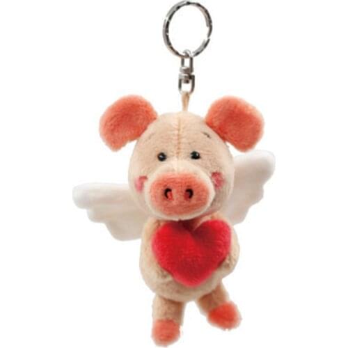 Pig weibi plush toy pendant stainless steel hole key ring steel round key chain split cute keychain love lady backpack bag gift