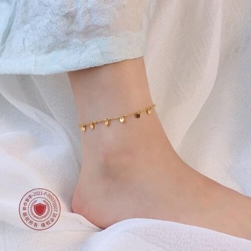 European and American ins jewelry legchain disc tassel Anklet titanium steel 18K Gold Anklet beach jewelry anklet bracelet