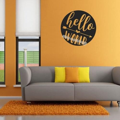 Hello World Quotes Vinyl Wall Stickers arrow Pattern For Kids bedroom Nursery living room Home Decor wallpaper Art mural EA310