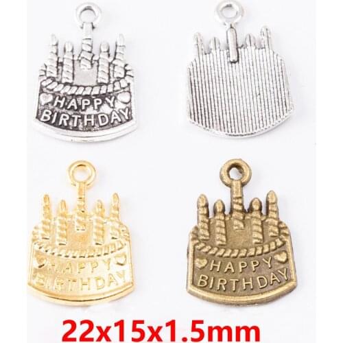 10PCS/Lot Pendants Antique Bronze color Silver Color Alloy Birthday Cake Charms For DIY Bracelet Necklace Jewelry Making