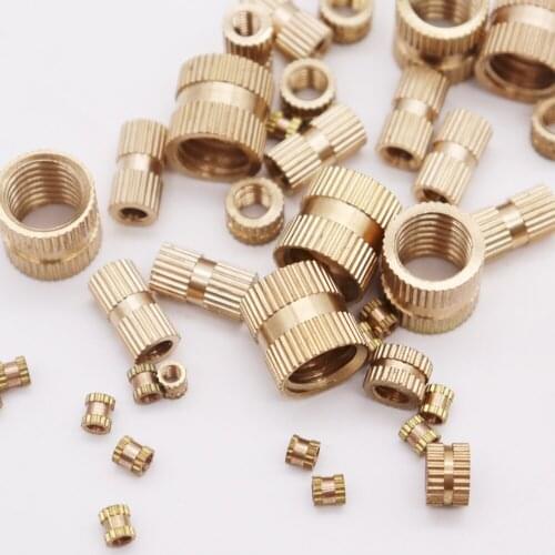 100pcs/lot M2 M2.5 M3 Copper Inserts Brass Double Pass Knurl Nut Embedded Fastener Spacing Nuts C0085