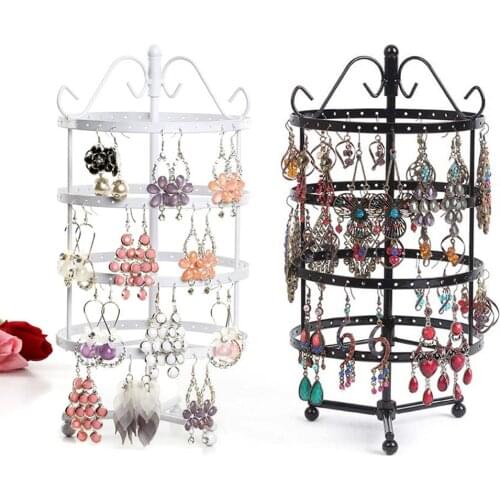144 Holes Rotatable Women Jewelry Rack 4 Layers Studs Display Stand Holder Fashion Earrings Display Rack Metal Jewelry Stand