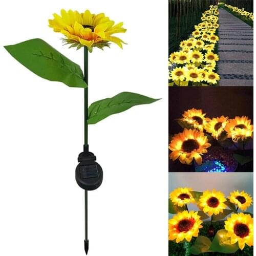2/1PC Solar Sunflower Landscape Lamp Lawn Lamp Sunflower Flower LED Light Waterproof Garden Path Buried Light