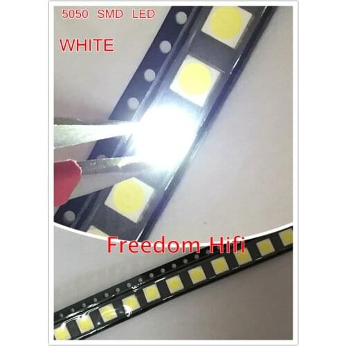 50pcs 5050 White SMD/SMT 3-CHIPS LED PLCC-6 Super Bright lamp light 5050 SMD LED light-emitting diodes 10-12LM 6000-6500K 3V