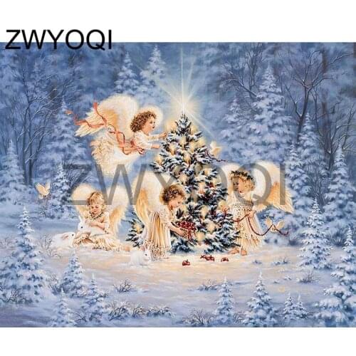 5D DIY Diamond embroidery Full Round Diamond mosaic angel tree Full Square Diamond painting Cross stitch angel Christmas tree