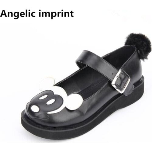Angelic imprint handmade woman mori girl lolita cosplay shoes lady low wedges heels pumps women princess dress party shoes 3cm
