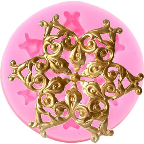 Baroque Star Shape Relief Silicone Mold Fondant Cake Decorating Tools Chocolate Gumpaste Polymer Clay Mould DIY Baking Molds