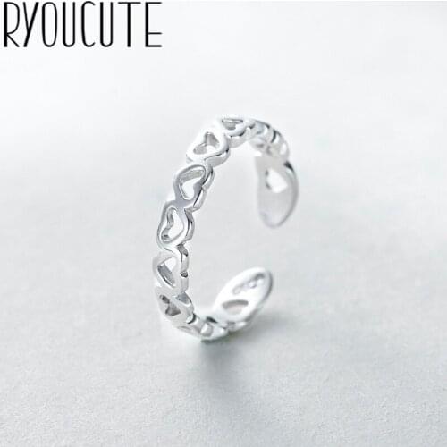 Bohemian Big Real Silver Color Heart Rings for Women Jewelry Punk Vintage Antique Finger Engagement Ring Party Gift