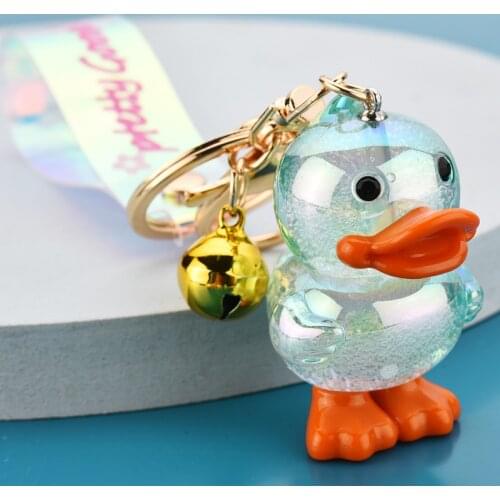 Acrylic Color Duck Keychain Car Key Pendant Kawaii Cute Cartoon Lanyard Couple Lovers Bag Phone Accessories Girl Toy Gift