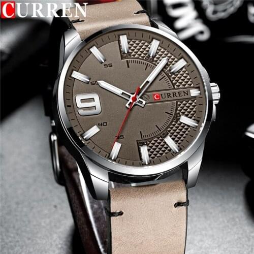 CURREN Sport Men Watch Top Luxury Brand Military Army Business Waterproof Male Clock Genuine Leather Quartz Man Wristwatch 8371