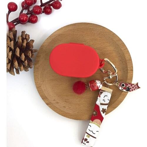 Cute Lucky Cat For Redmi Airdots Case Earphone Case for Xiaomi Airdots Headphone Case Cover Cat Ring Strap Silicone Cover